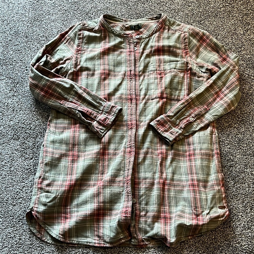 Roots L Plaid Tunic Green and Brown